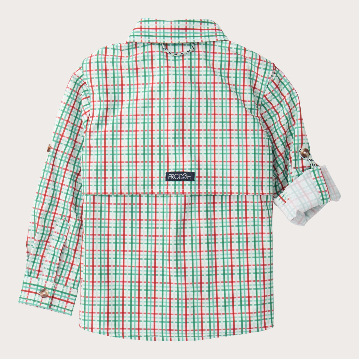 Boys' Long Sleeve Founders Kids Fishing Shirt in Holiday Plaid