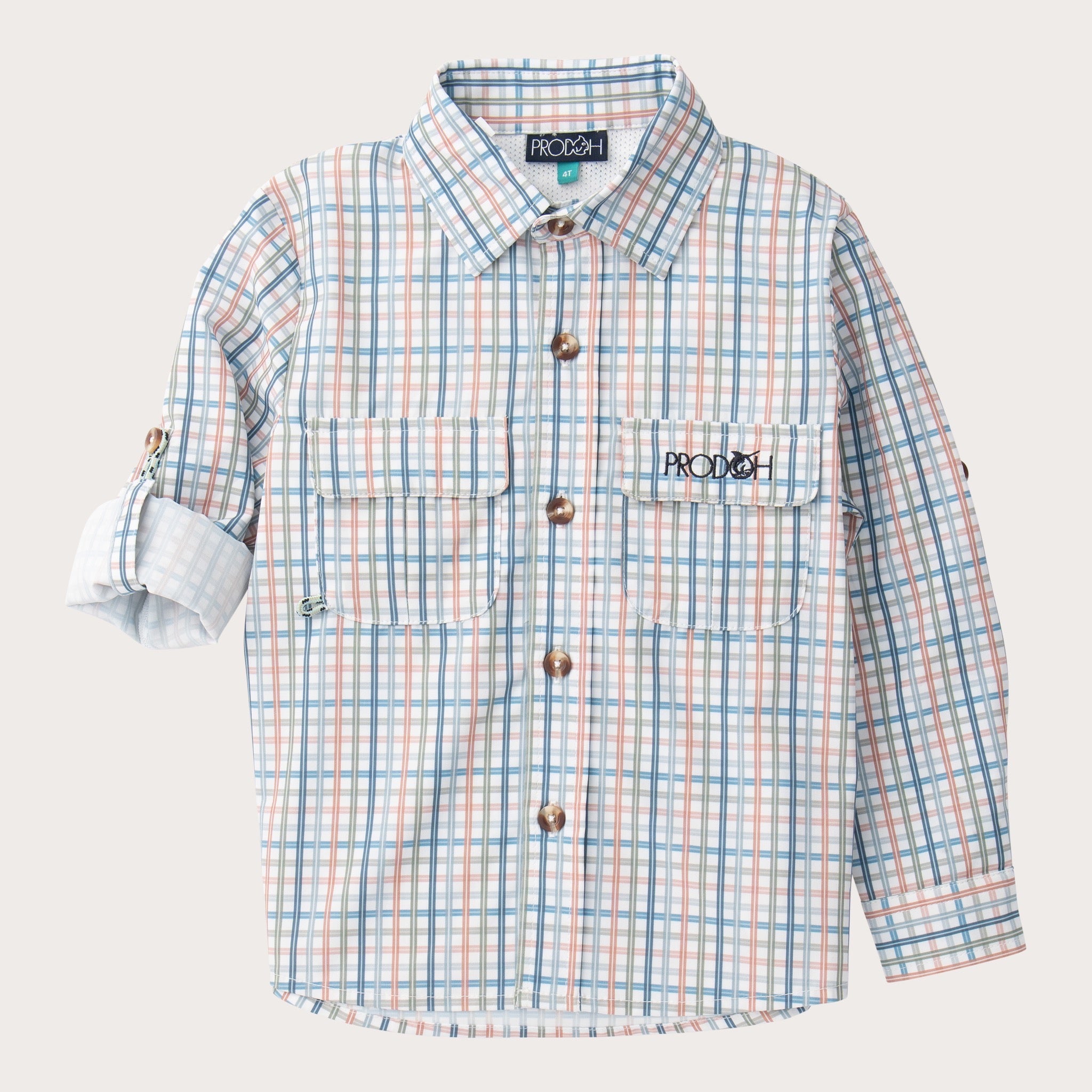 Boys' Long Sleeve Founders Kids Fishing Shirt in Sullivans Island Arona Blue Plaid