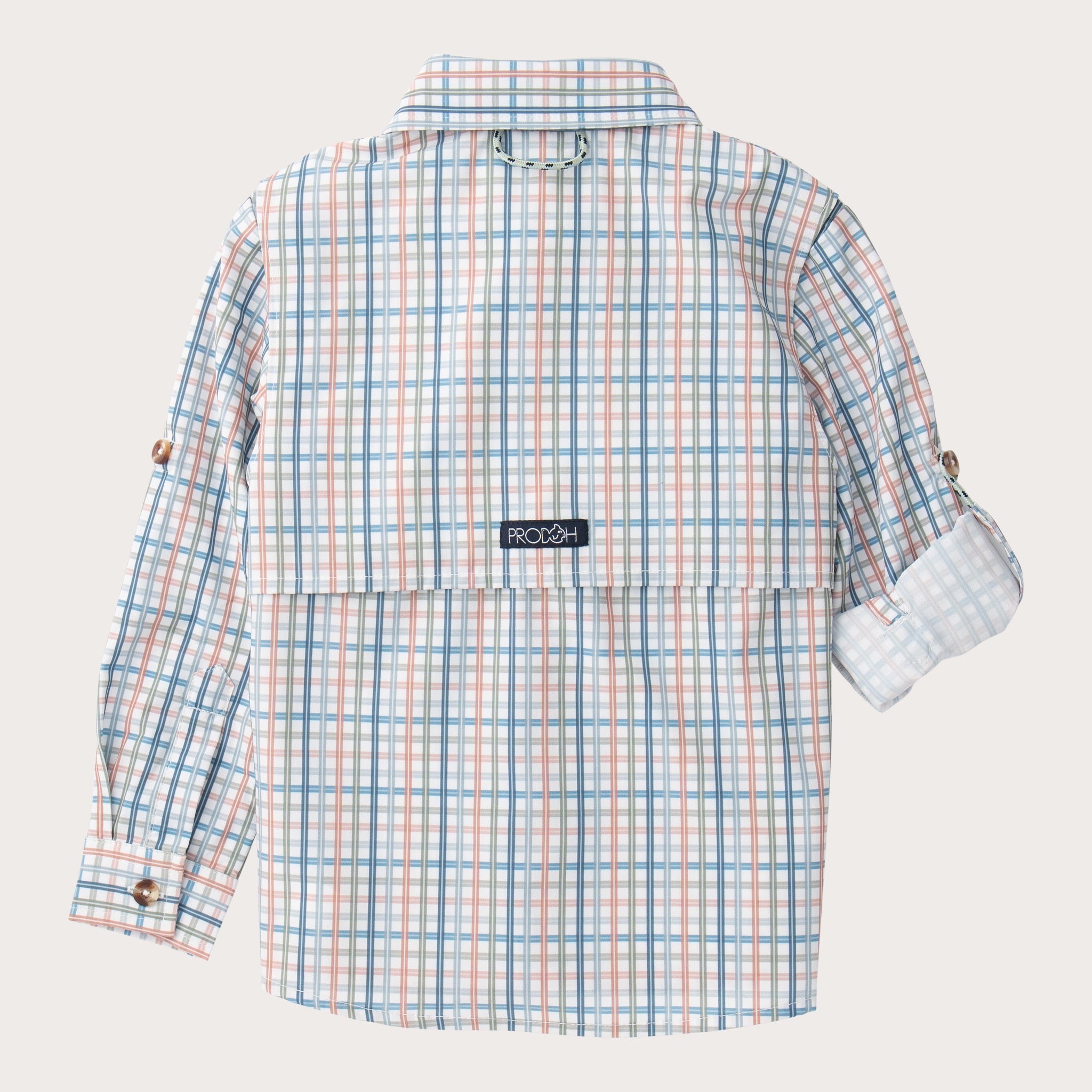 Boys' Long Sleeve Founders Kids Fishing Shirt in Sullivans Island Arona Blue Plaid