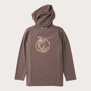 Boys' Pro Performance Hoodie T-shirt in Coffee Quartz Brown with Camo Logo