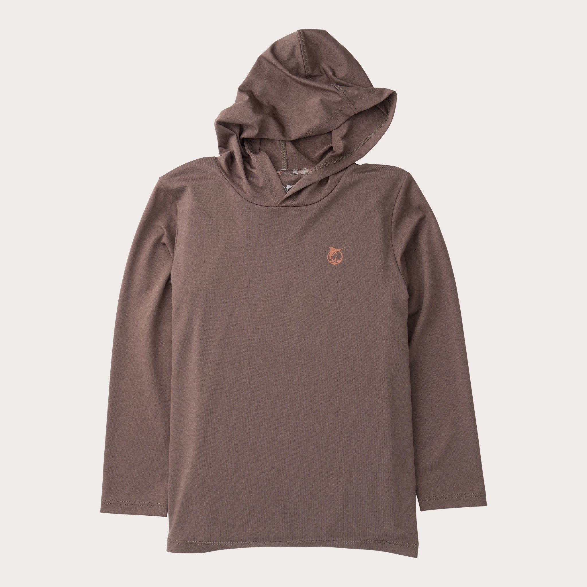 Boys' Pro Performance Hoodie T-shirt in Coffee Quartz Brown with Camo Logo