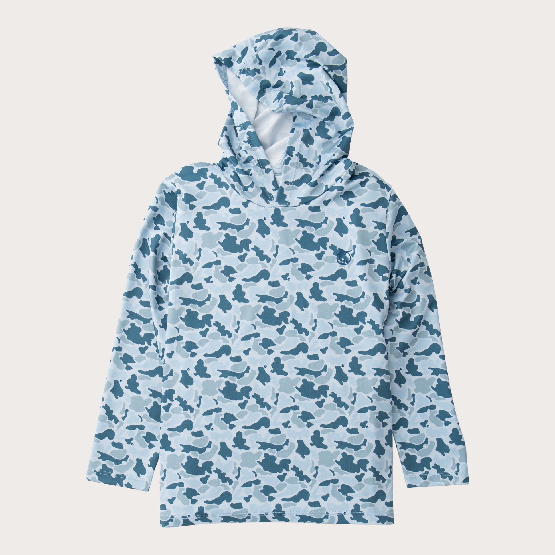 boys blue camouflage-patterned performance hoodie