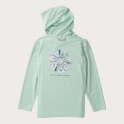 Girls' Pro Performance Hoodie T-shirt in Mist Green with Oyster Wreath