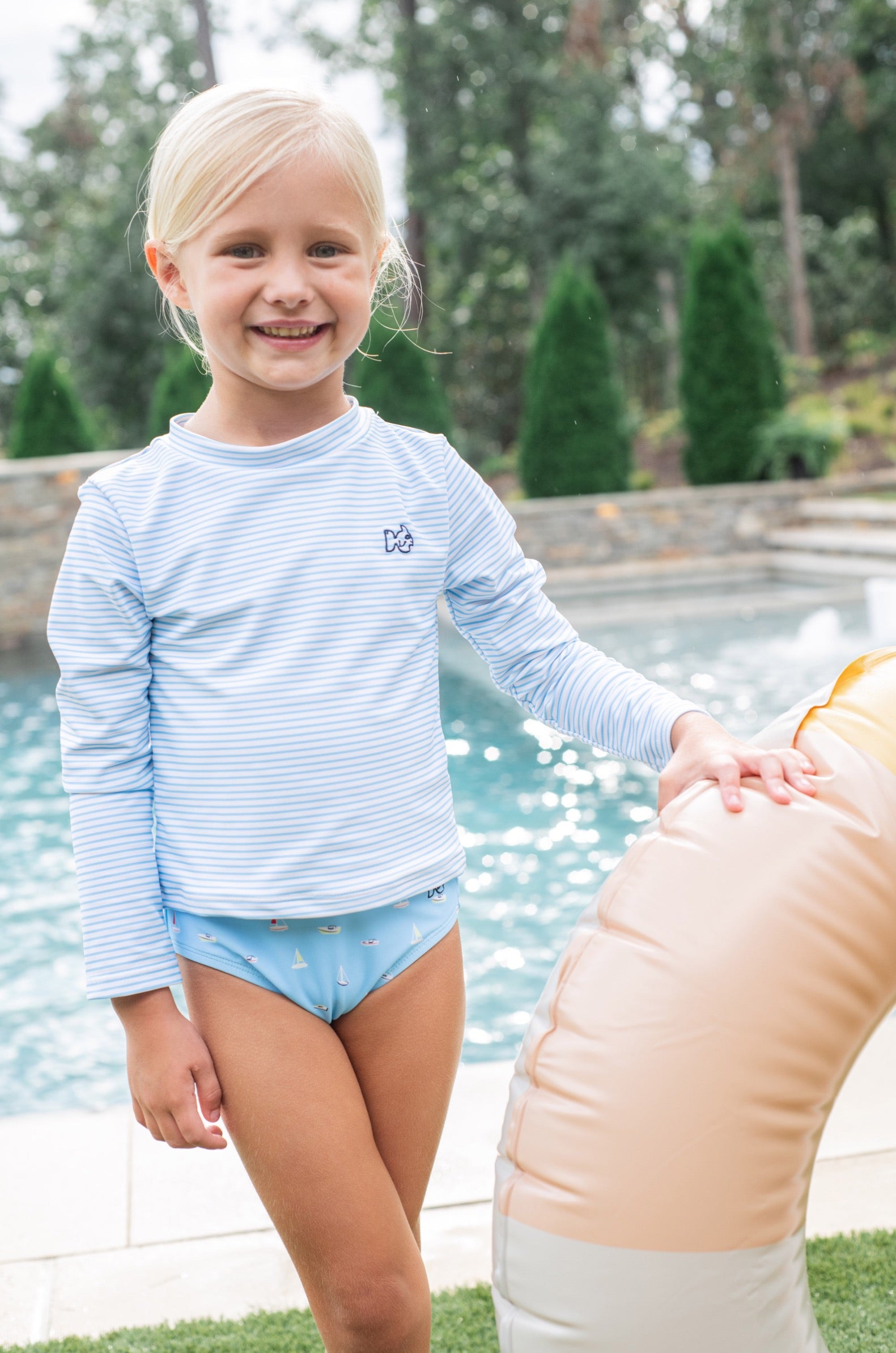 Girls' Reef Rashguard Swim Set - The Coast Thin Stripe Boat – PRODOH