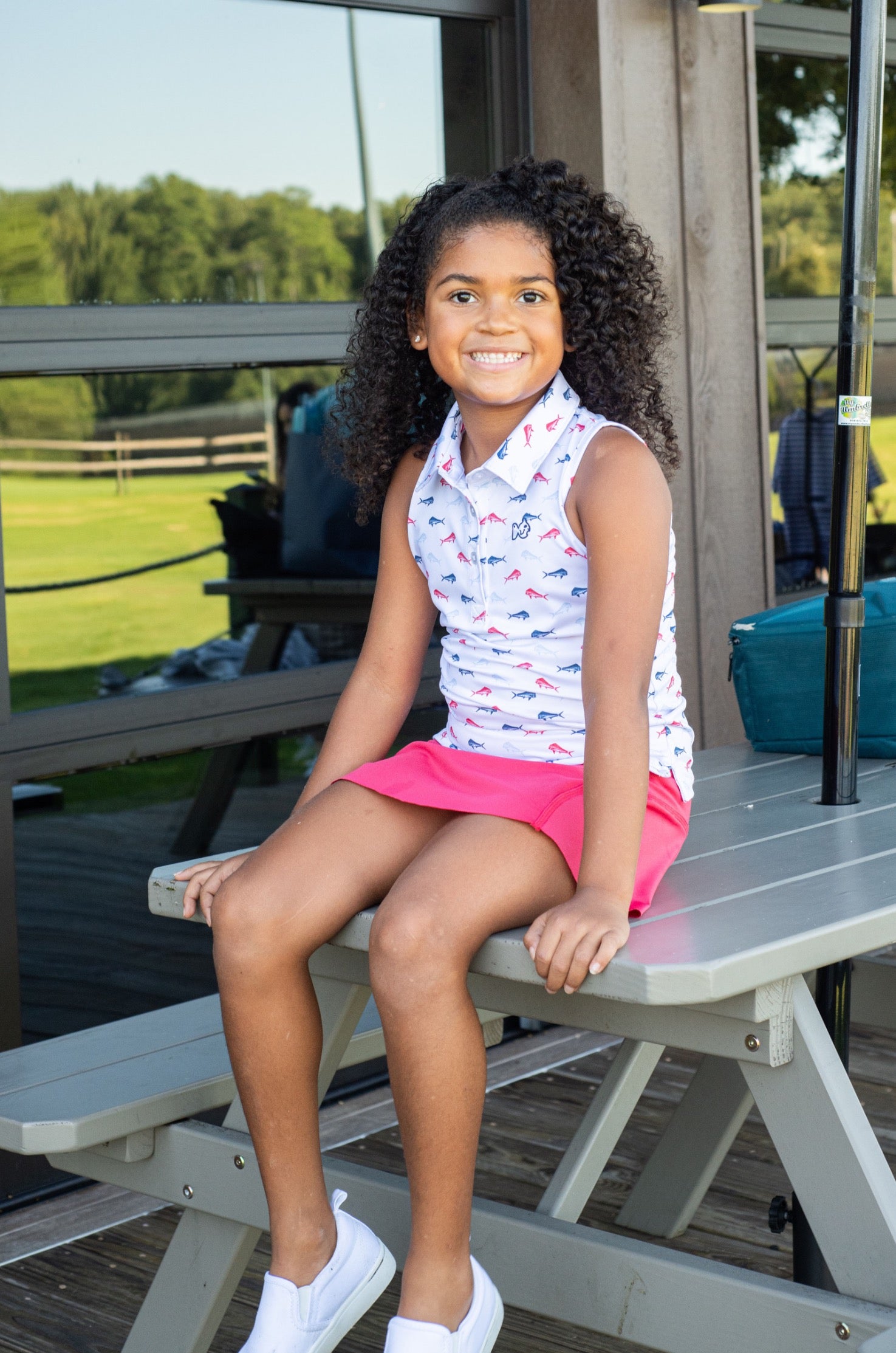 Young girls sleeveless polos for outdoor activities and play