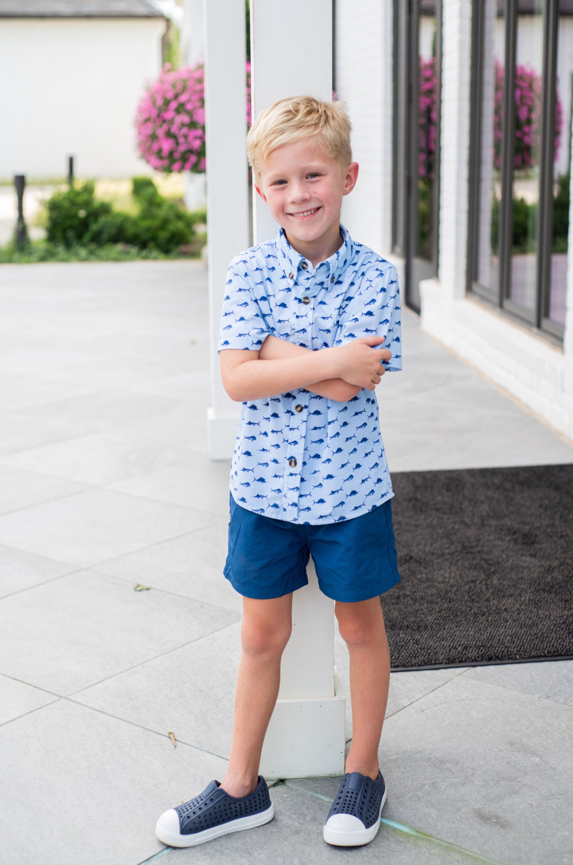 boys navy blue activewear shorts
