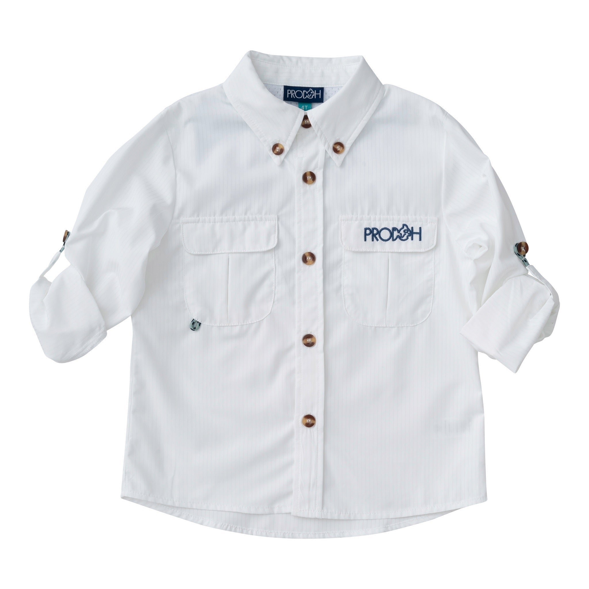 Long Sleeve Founders Kids Fishing Shirt — Bright White