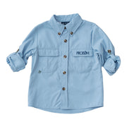 Long Sleeve Founders Kids Fishing Shirt — Clear Sky Blue