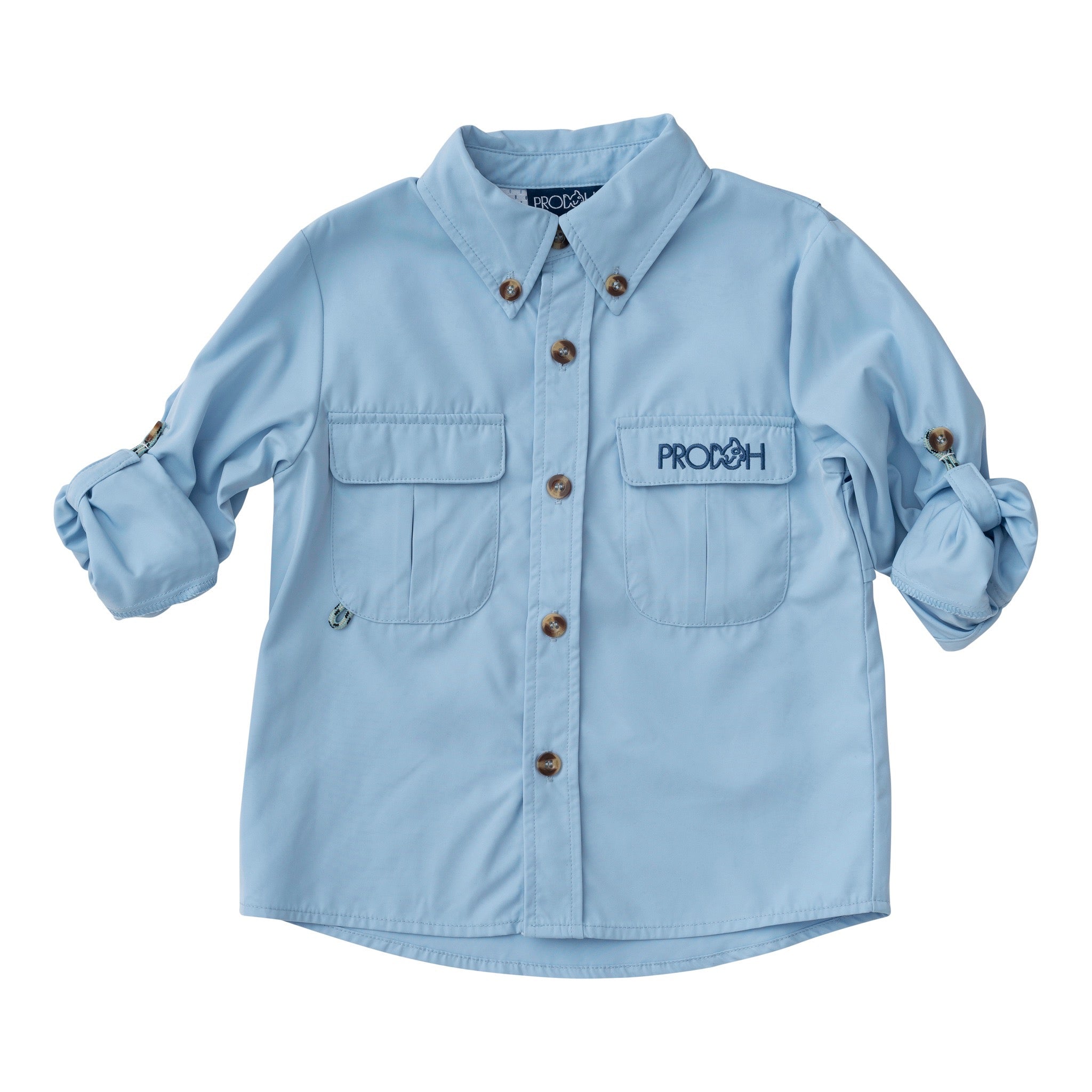 Long Sleeve Founders Kids Fishing Shirt — Clear Sky Blue
