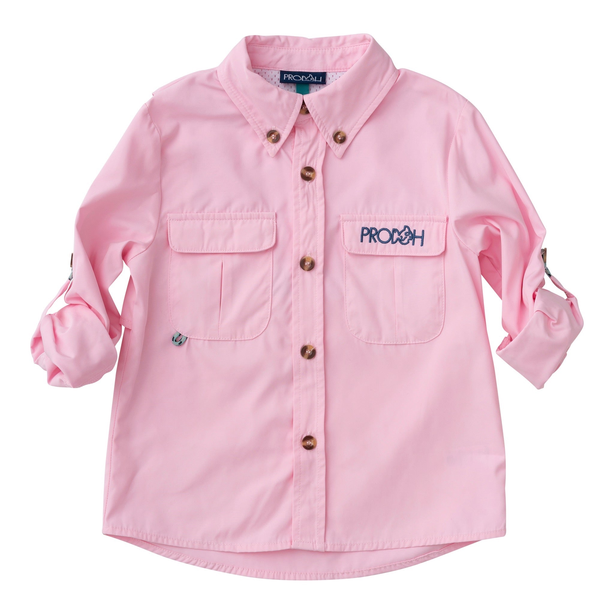 Long Sleeve Founders Kids Fishing Shirt — Pink Lady