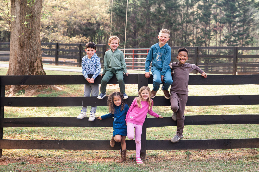Kids' Quilted Zip Pullover in Navy Peony