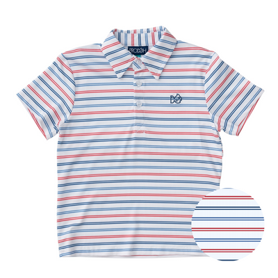 boys short-sleeve polos red, white and blue stripes