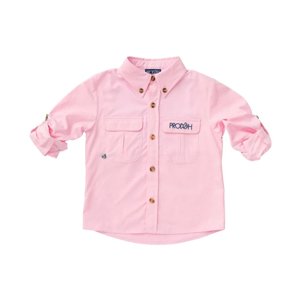 prodoh kids pink button up fishing style shirt