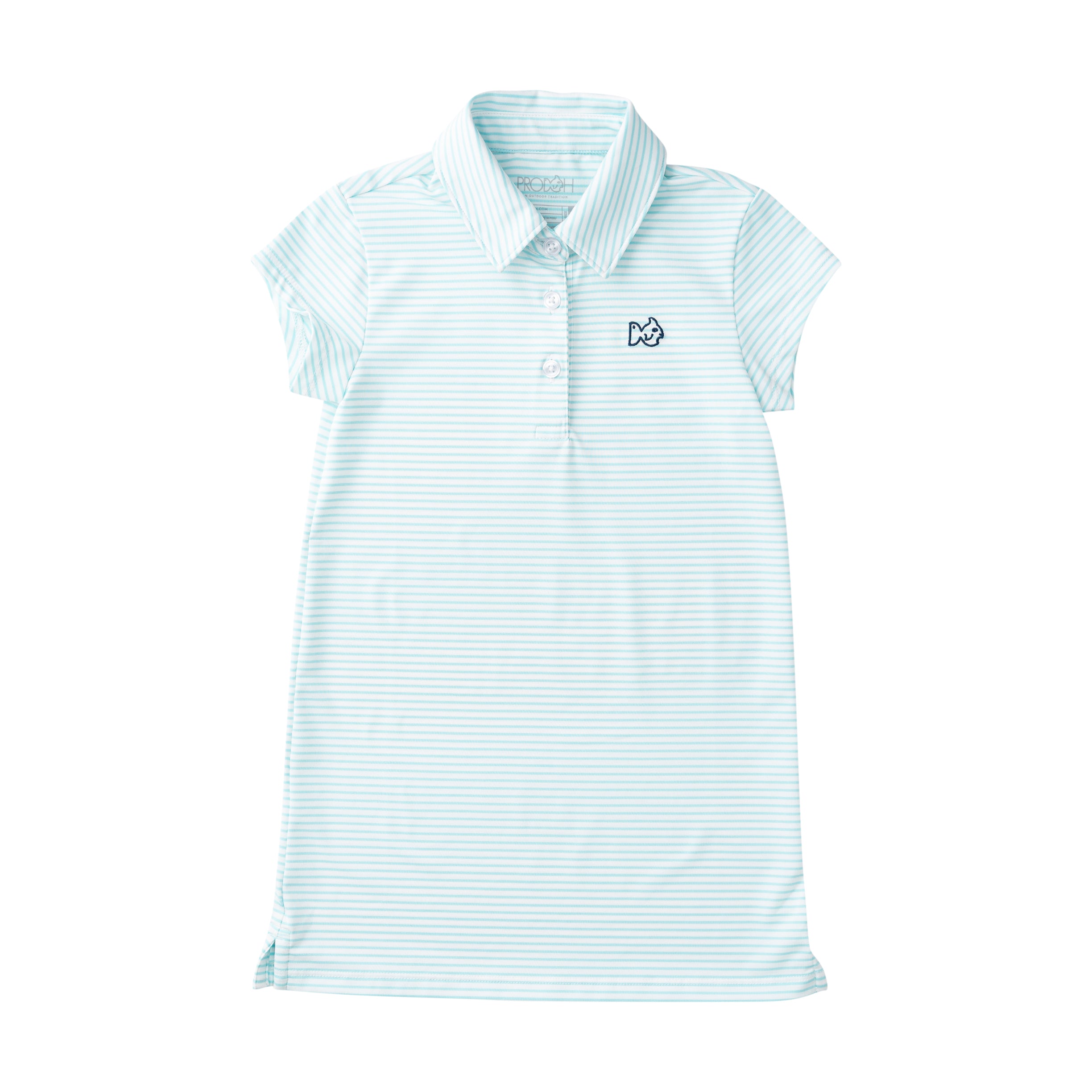 Light blue striped young Girls' Short Sleeve polo dress