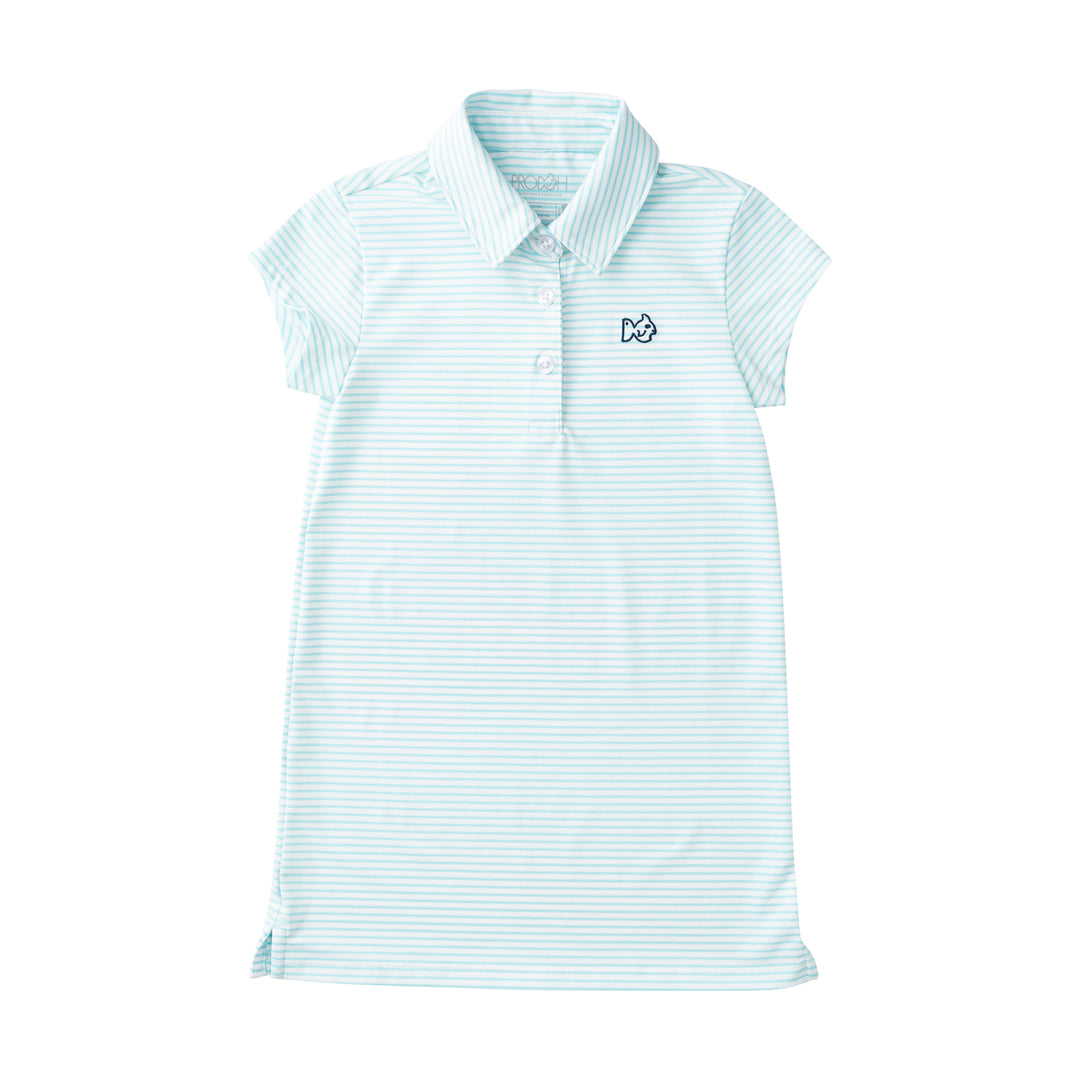 Girls' Short Sleeve Pro Performance Polo Dress Aruba Blue Stripe / 6 Girls' Short Sleeve Pro Performance Polo Dress Aruba Blue Stripe / 6