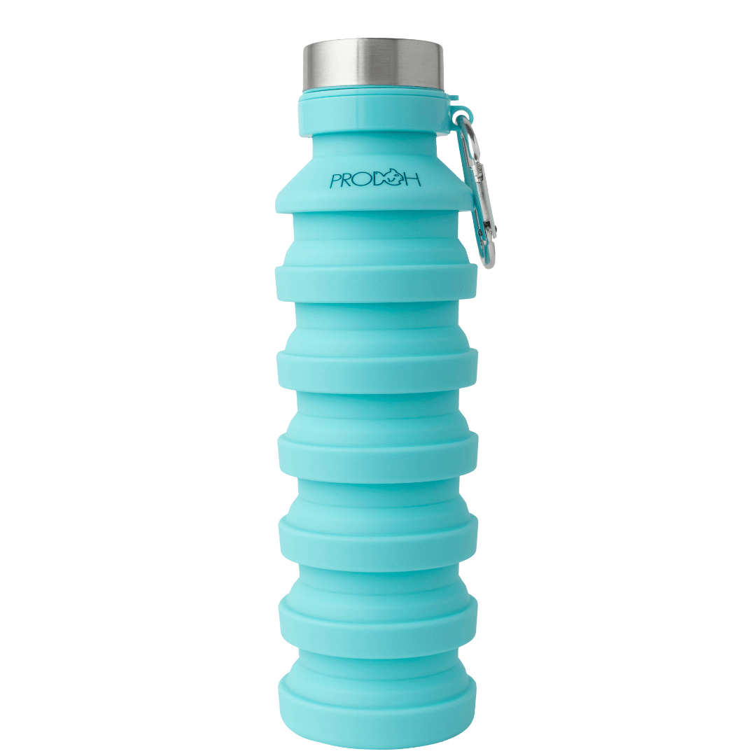Collapsible Water Bottle with Carabiner in Tanager Turquoise - PRODOH