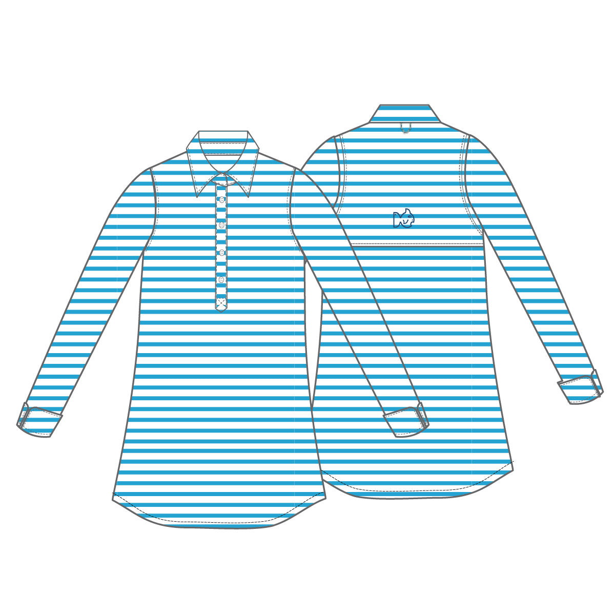 MakeMine Girls 6M - Youth Fishing Shirt Dress - Blue Stripe | Prodoh Swim Cap Stripe / 3T